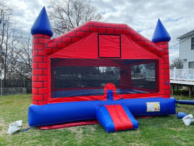 Red blue brick bounce house essex md min