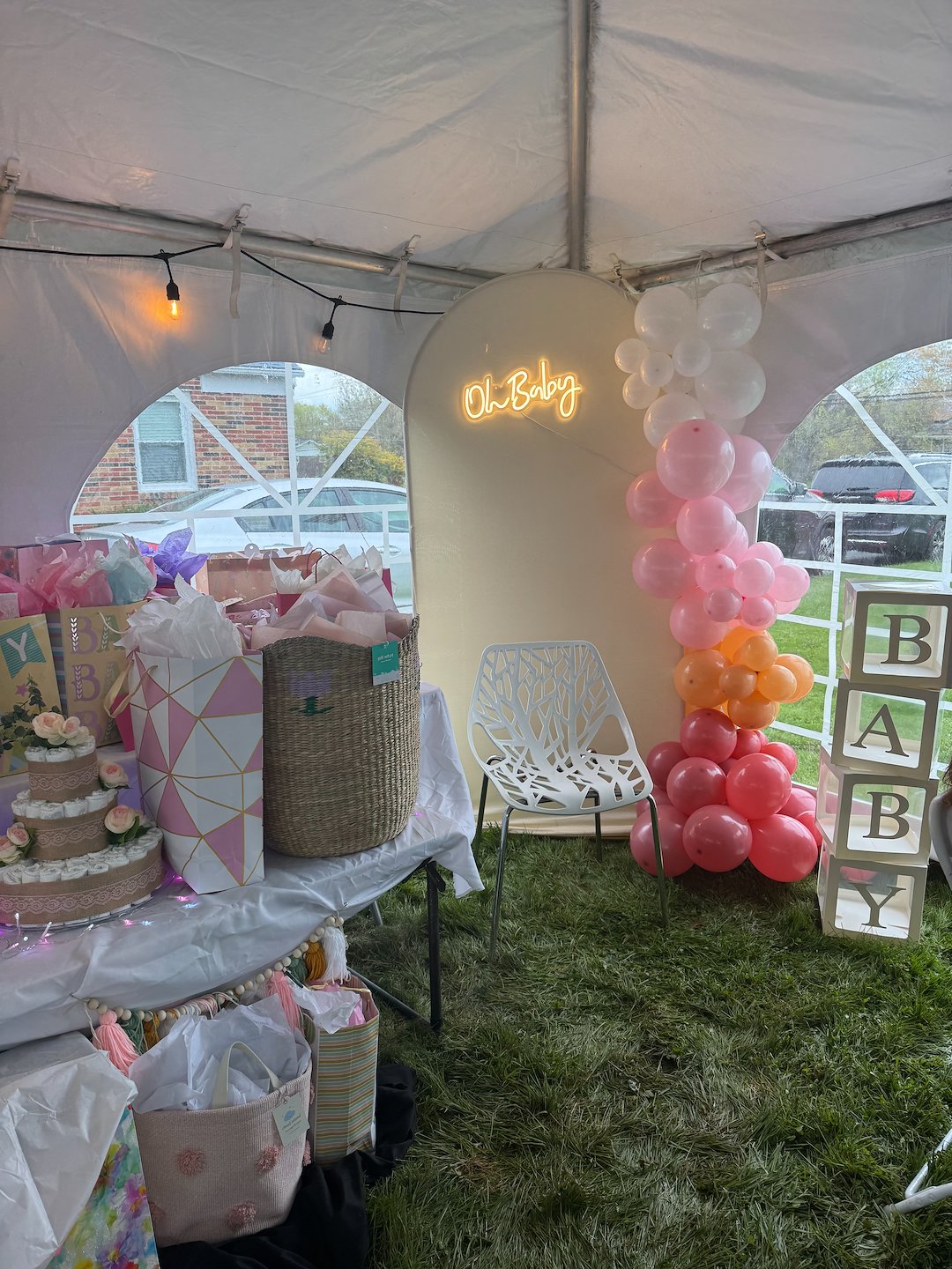 Heated Tent for Backyard Baby Shower in White Marsh, MD