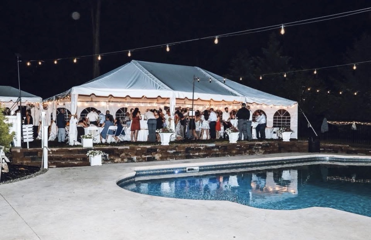 Large Frame Tent for Backyard Wedding in Perry Hall, MD
