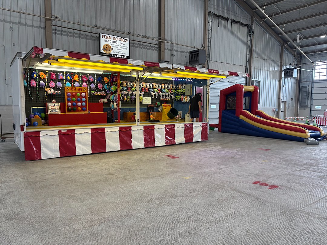 Nostalgic Carnival Game Trailer and Inflatable Skeeball Game for Corporate Event in Westminster, MD